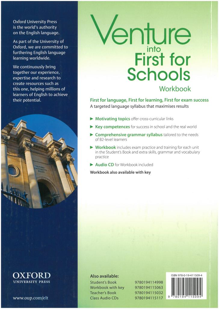 VENTURE INTO FIRST FOR SCHOOLS WORKBOOK WITHOUT KEY (+CD) 2