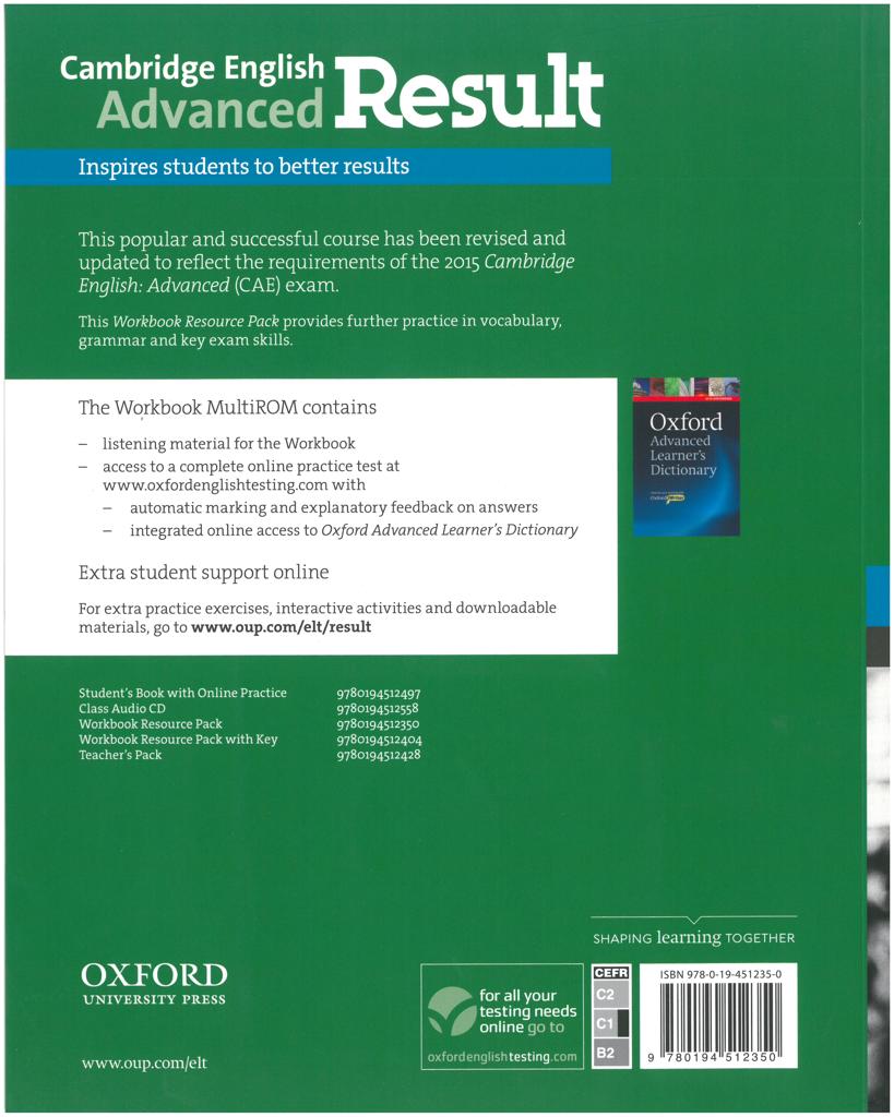 RESULT CAMBRIDGE ADVANCED CAE WORKBOOK WITHOUT KEY (+CD) REVISED 2015 2