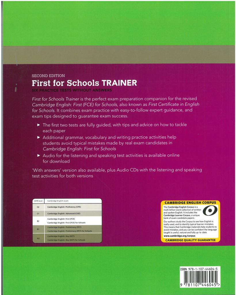 CAMBRIDGE FIRST FCE FOR SCHOOLS TRAINER 6 PRACTICE TESTS REVISED 2015 2