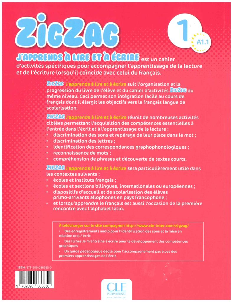 ZIGZAG 1 A1.1 J'APPRENDS A LIRE ET A ECRITE 2