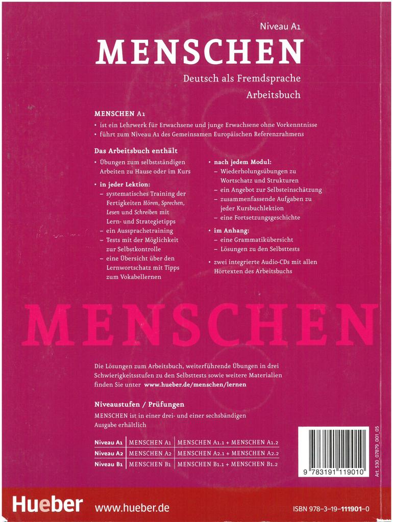 MENSCHEN A1 ARBEITSBUCH (+2CDs) 2