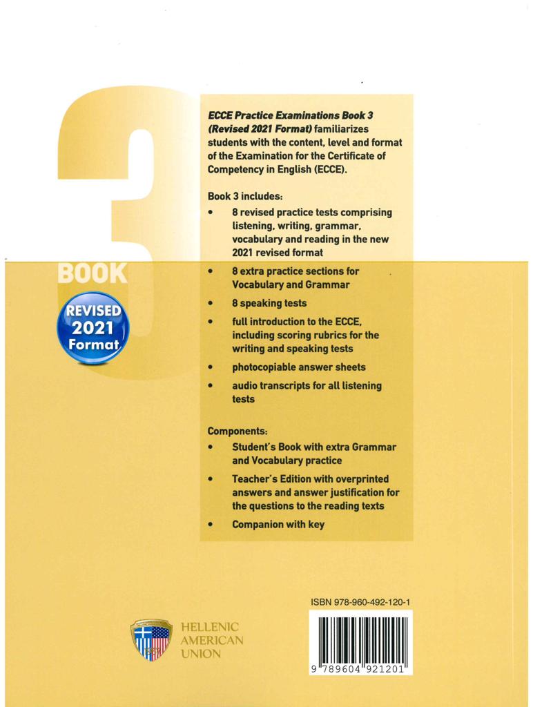 ECCE PRACTICE EXAMINATIONS BOOK 3 REVISED 2021 FORMAT 2
